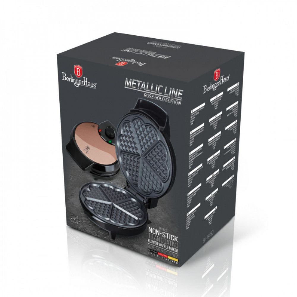 Berlinger Haus Ηλεκτρική Βαφλιέρα 700W Metallic Line Rose Gold Edition BH-9450 - Image 2