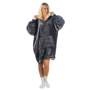 HomeVero Comfort Blanket Βελούδινη Oversized Μπλούζα – Κουβέρτα HV-CB-G Γκρι - Image 4