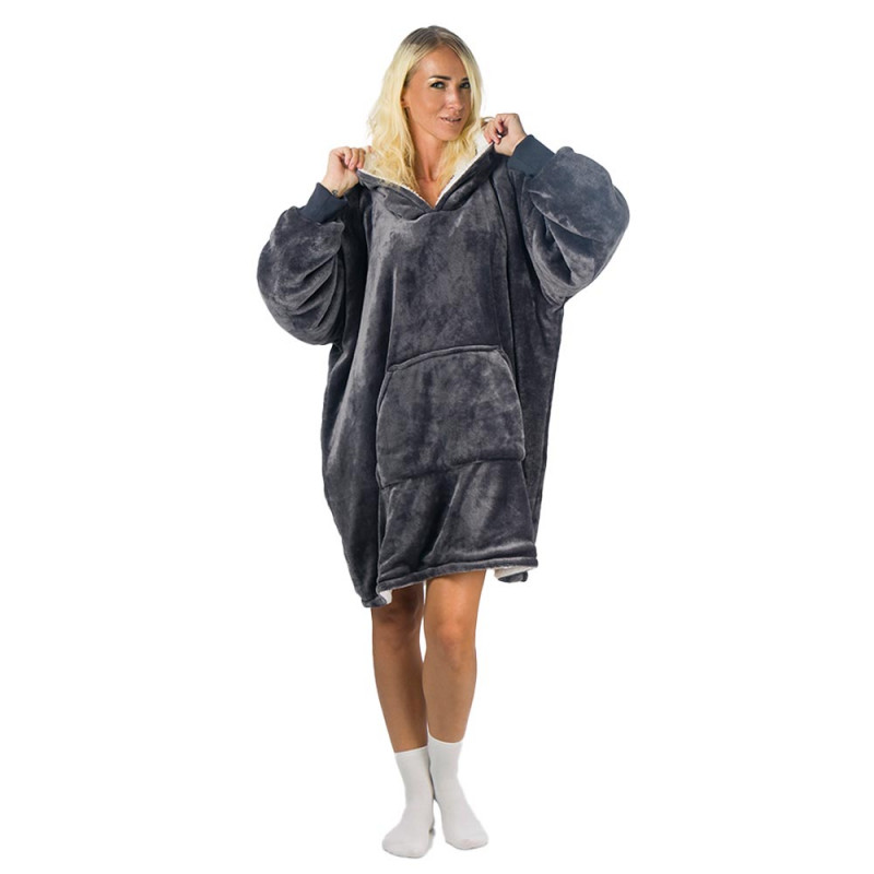 HomeVero Comfort Blanket Βελούδινη Oversized Μπλούζα – Κουβέρτα HV-CB-G Γκρι - Image 4