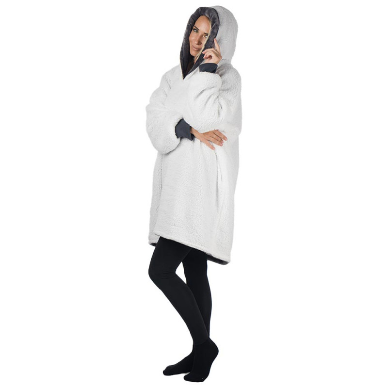 HomeVero Comfort Blanket Βελούδινη Oversized Μπλούζα – Κουβέρτα HV-CB-G Γκρι - Image 6