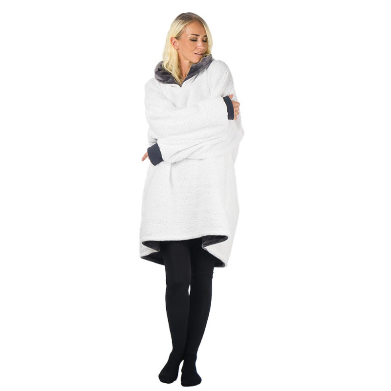 HomeVero Comfort Blanket Βελούδινη Oversized Μπλούζα – Κουβέρτα HV-CB-G Γκρι - Image 7