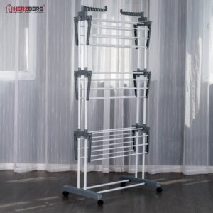 Herzberg HG-8034-GRY Πτυσσόμενη Απλώστρα με Ρόδες Γκρι - Image 5