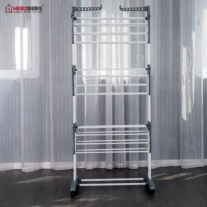 Herzberg HG-8034-GRY Πτυσσόμενη Απλώστρα με Ρόδες Γκρι - Image 3